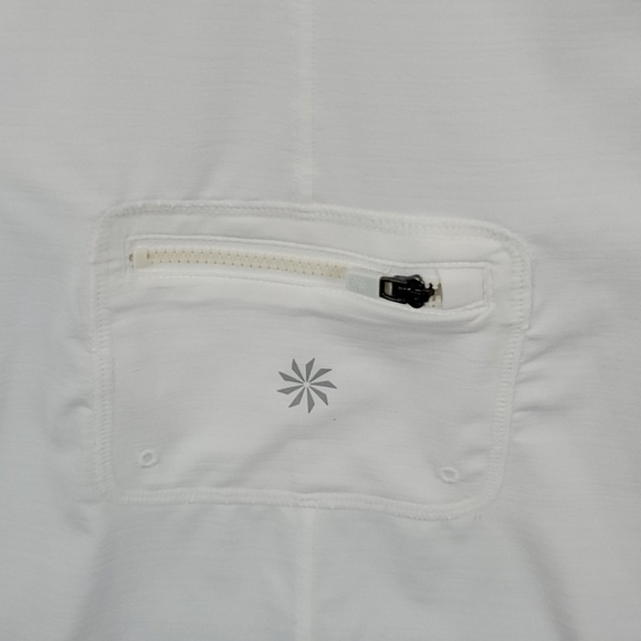 Athleta white UPF Unstinkable t-shirt 3/4 zipper short sleeve women size L New - Picture 5 of 12